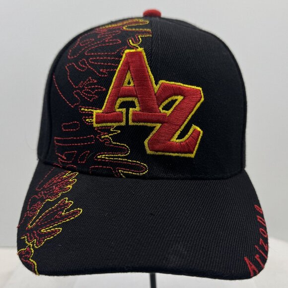 Arizona Themed Black Hat Red Embroidered Adjustable Strap Baseball Cap NEW - Picture 5 of 9